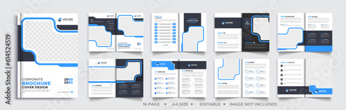 16 page Corporate Bifold Business Brochure  Vector, a Modern bifold brochure template for your business