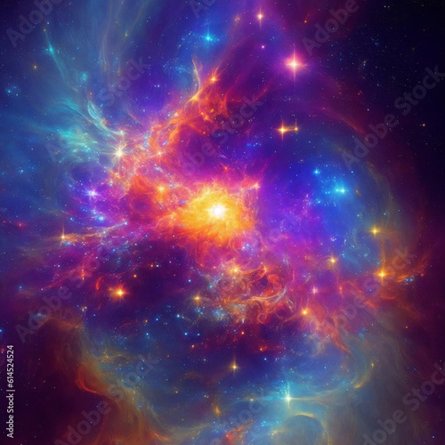 Colorful universe with space nebula.