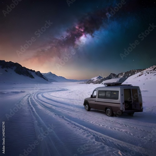 off vehicle in winter  in a galaxy  © Muhammad