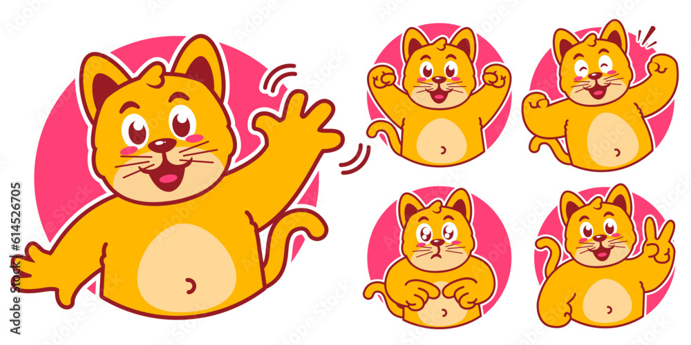 Obraz premium Cat cartoon stickers