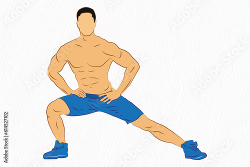 Male Gym Fitness freehand workout vector illustration