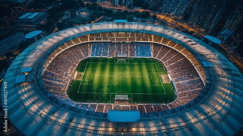 Photo top view of a soccer stadium