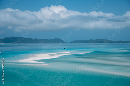 Aerial Drone view of Whitehaven Beach in the Whitsundays  Queensland  Australia