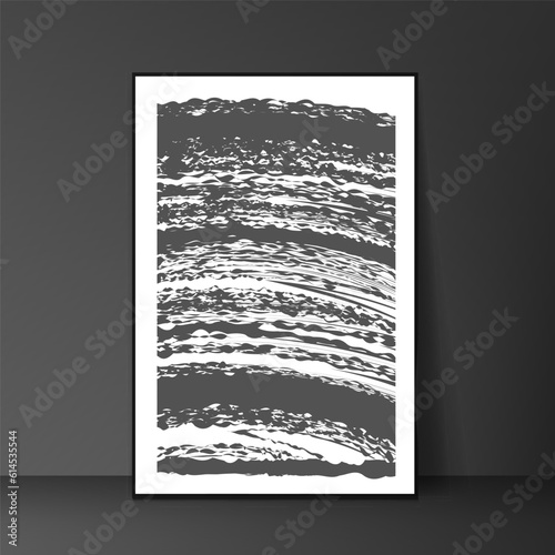 Black and white geometric interior artwork. The artwork has a modern and abstract style that creates contrast and balance.