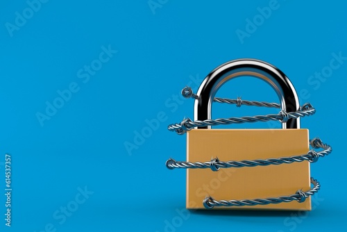 Padlock with barbed wire