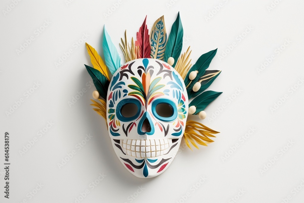 Mexican mask of death isolated on white background