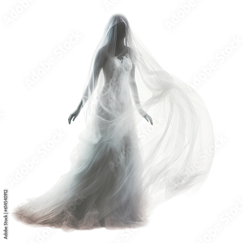 ghost bride isolated on a transparent background, generative ai © Perfect PNG