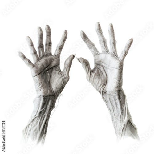 creepy hands isolated on a transparent background, generative ai