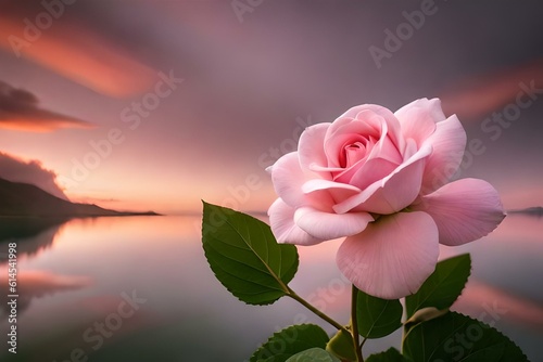 pink rose in the morning generative in ai technology