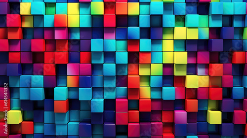 a cool pixel modern cube wallpaper, bright colors, ai generated image