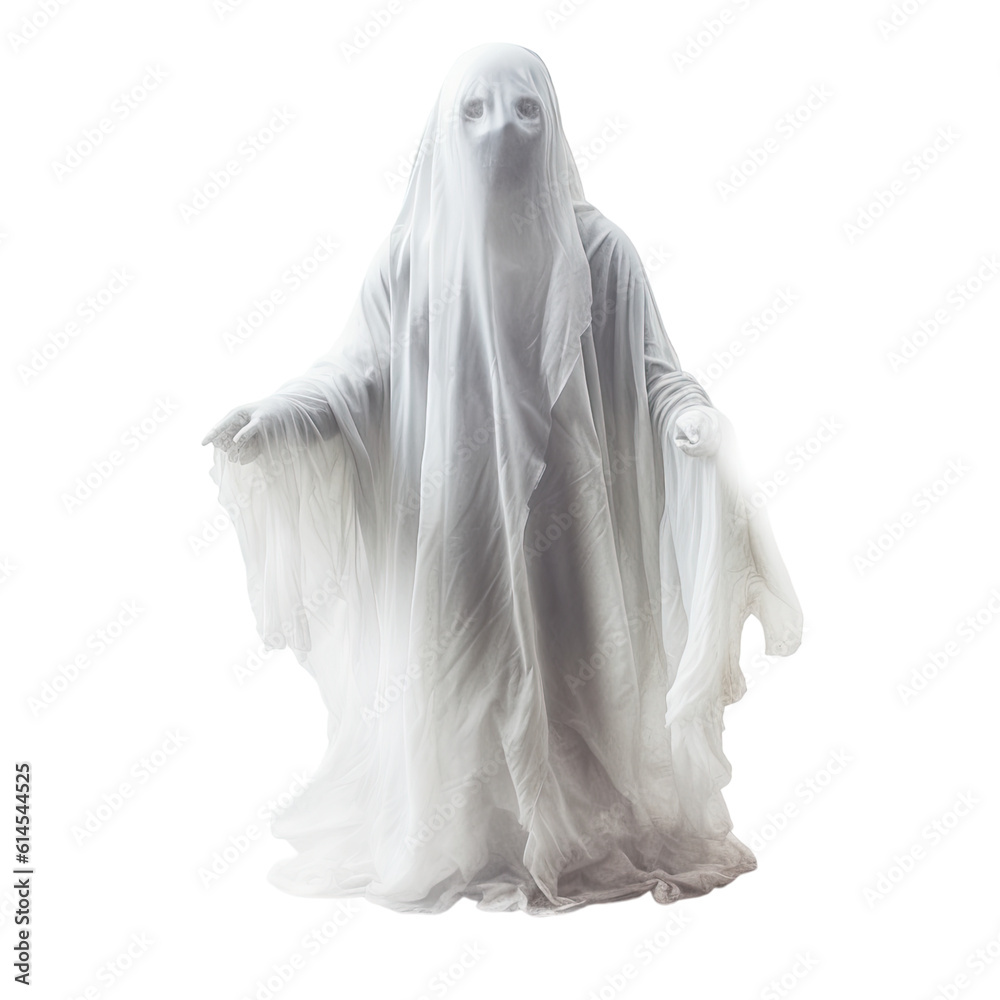 ghostly apparition isolated on a transparent background, generative ai