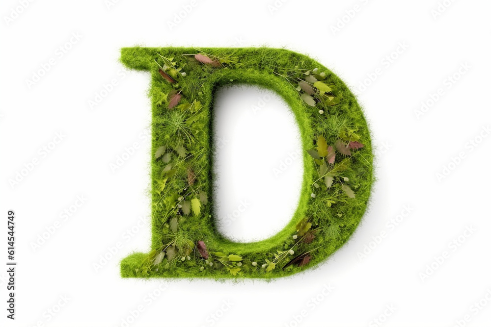 A letter d with grass on a white background, eco text effect, isolated letter with grass effect high quality A letter d with grass on a white background, eco text effect, isolated letter with grass effect high quality