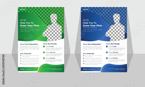 Vector template design for a corporate creative colorful business flyer set, an abstract flyer, or a design for a business poster.
