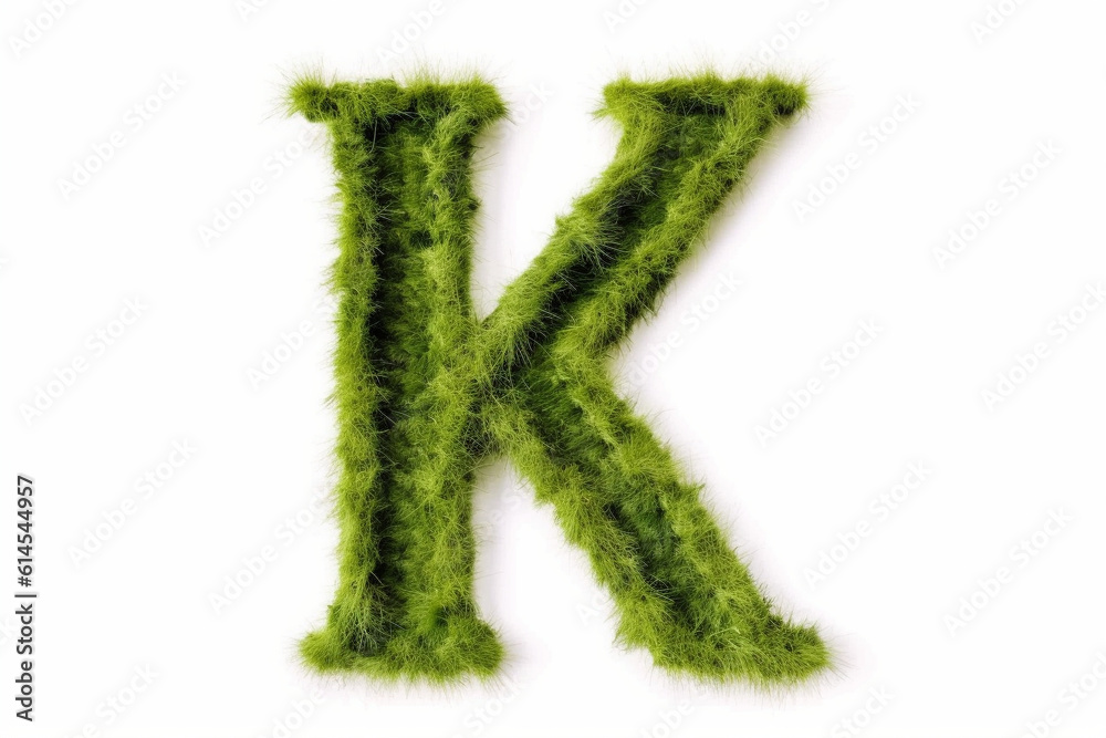 A letter k with grass on a white background, eco text effect, isolated letter with grass effect high quality A letter k with grass on a white background, eco text effect, isolated letter with grass effect high quality