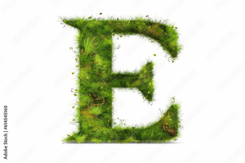 A letter E with grass on a white background, eco text effect, isolated letter with grass effect high quality A letter E with grass on a white background, eco text effect, isolated letter with grass effect high quality