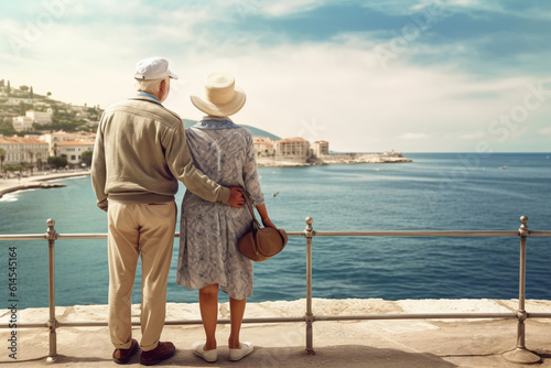 portrait of two aged people ,grey haired man and woman,couple on holidays © Наталья Добровольска