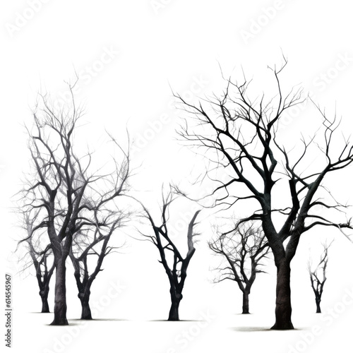 Canvastavla spooky trees isolated on a transparent background, generative ai