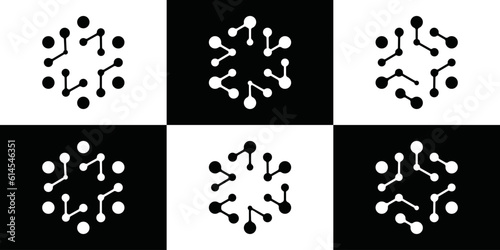 molecule logo vector. hexagon connection technology icon design logo template