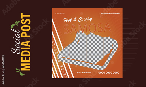  Crispy and hot samosa social media post promotion banner design template