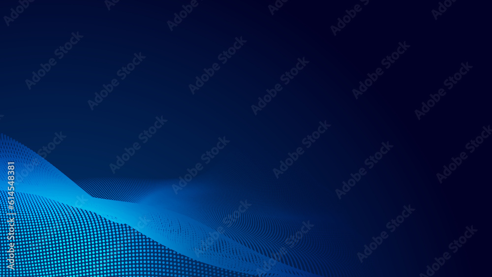 Abstract dot white blue wave gradient texture technology background.