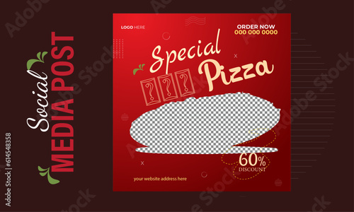 Delicious pizza  menu food social media promotion and banner post design template