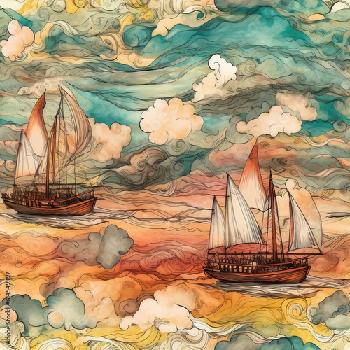 Sailcloth Sunset Symphony - Generative AI