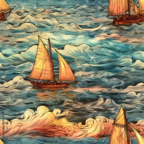 Sailcloth Sunset Symphony - Generative AI