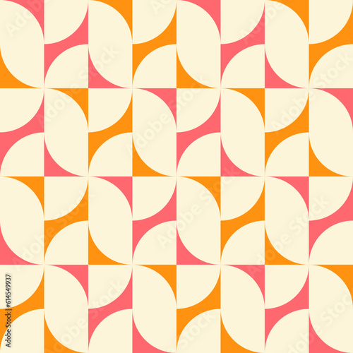 Groovy seamless pattern. Retro style background. Repeating vintage geometric design for prints. Repeated mosaic patern. Happy 70s wallpaper. Repeat abstract geometry lattice. Vector illustration