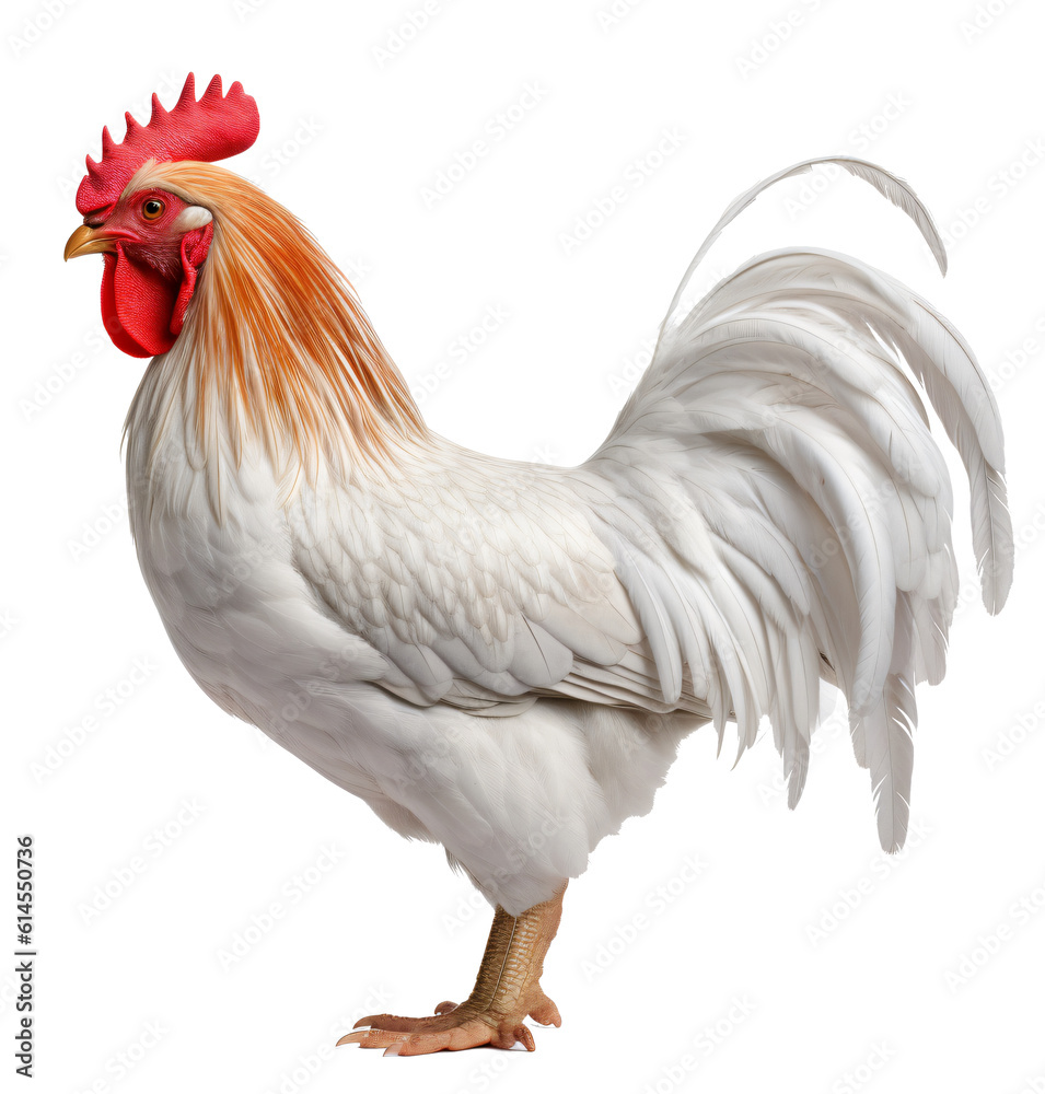 Fototapeta premium White hen isolated on the transparent background PNG. AI generative.
