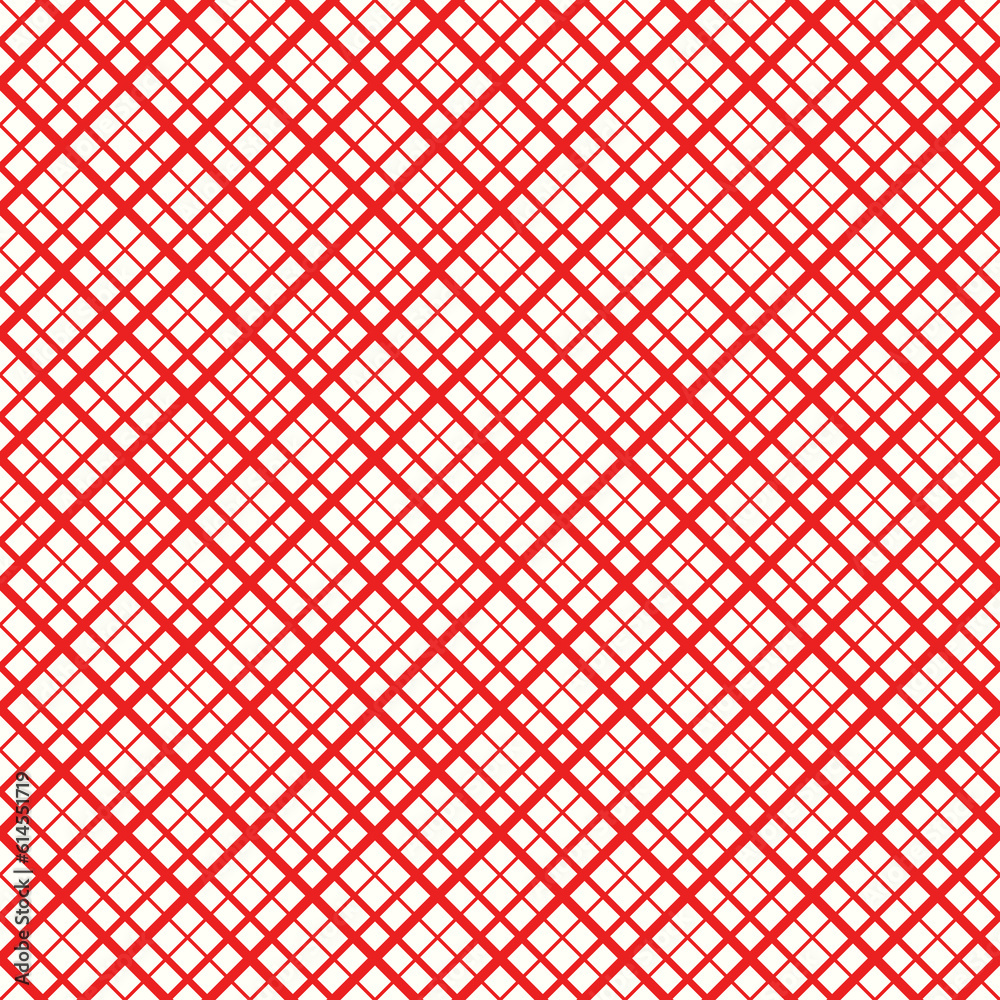 Seamless surface pattern with mini diamond ornament. Red diagonal stripes grill on white background. Grid motif. Crossed lines wallpaper. Checkered image. Digital paper for print. Rhombuses vector. Seamless surface pattern with mini diamond ornament. Red diagonal stripes grill on white background. Grid motif. Crossed lines wallpaper. Checkered image. Digital paper for print. Rhombuses vector.