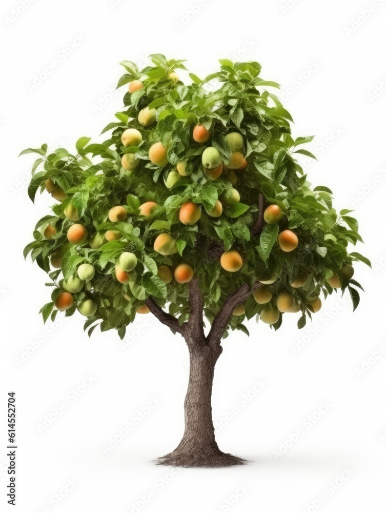 Fruit tree in summer on white background, fruit tree graphic asset, AI Fruit tree in summer on white background, fruit tree graphic asset, AI