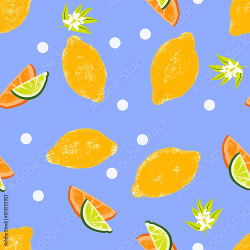 Seamless Citrus Tile Hand Drawn