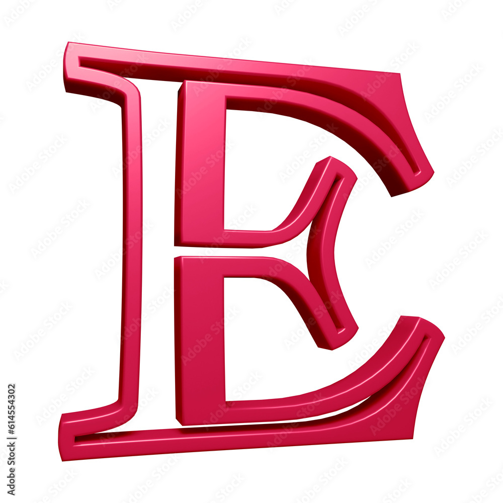 Pink alphabet letter e in 3d rendering for education, text concept Pink alphabet letter e in 3d rendering for education, text concept