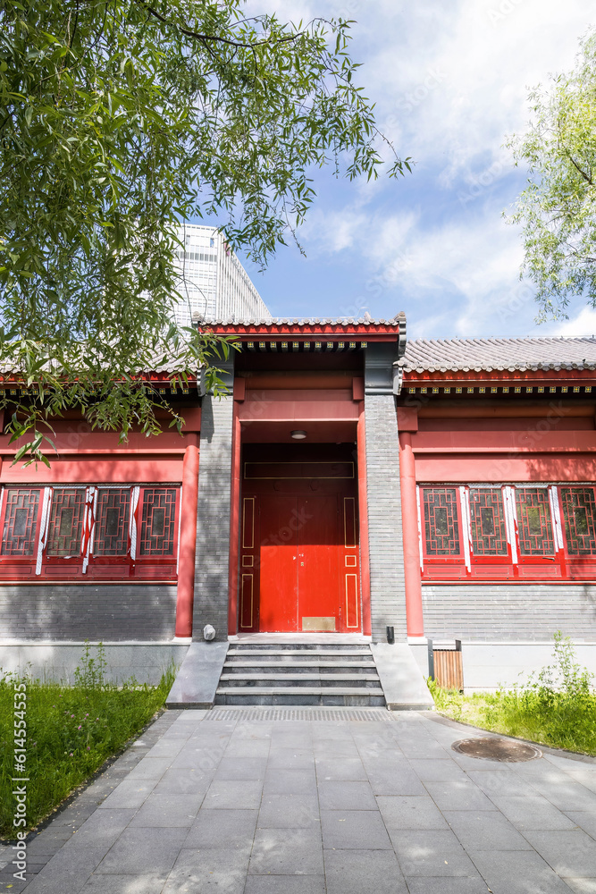 Building in chinese traditional style located in Huamin park in Moscow Building in chinese traditional style located in Huamin park in Moscow