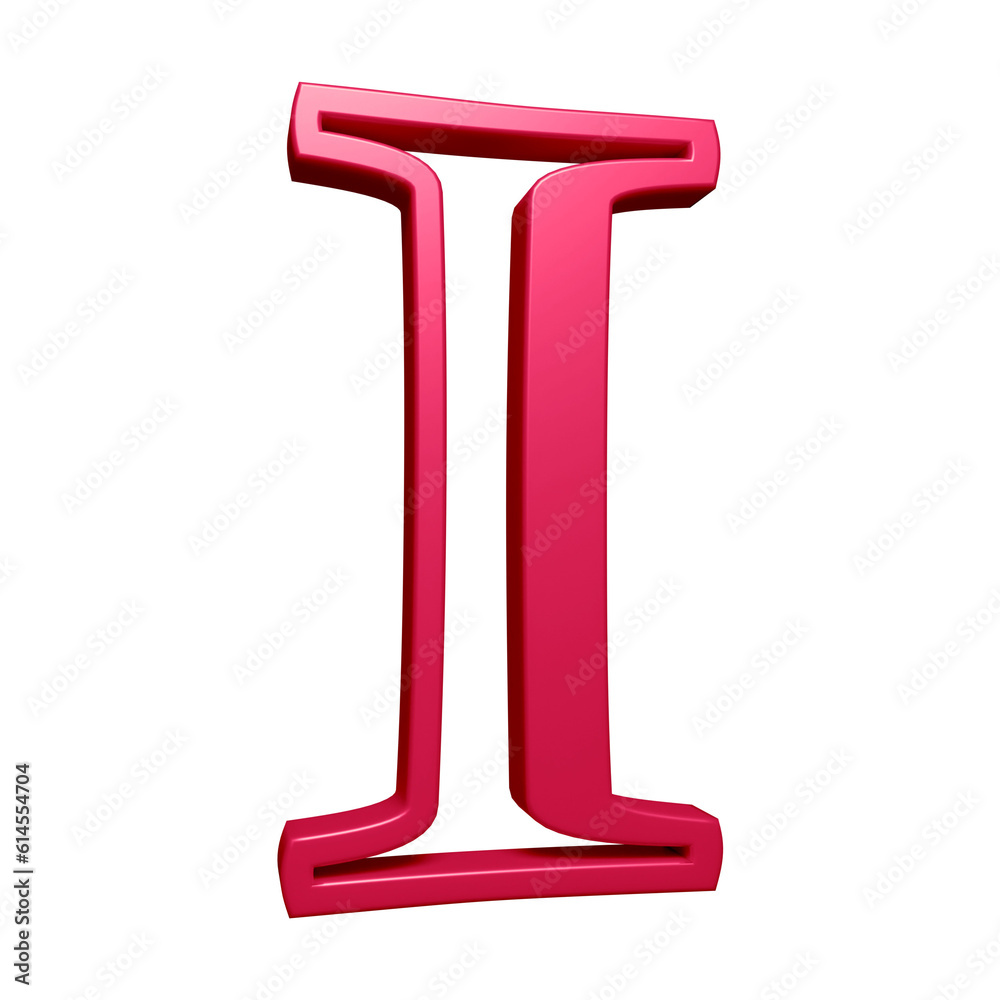 Pink alphabet letter i in 3d rendering for education, text concept Pink alphabet letter i in 3d rendering for education, text concept