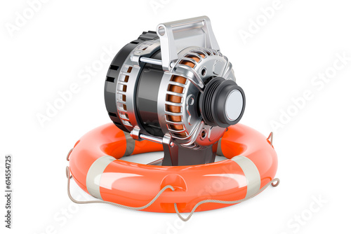 Starter with lifebuoy, 3D rendering