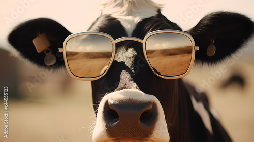 Funny cow wearing sunglasses