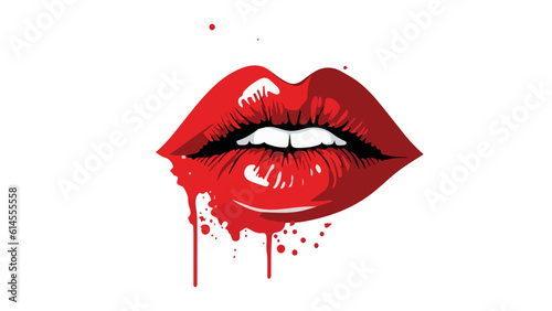 Vector illustration of sensual lips and even teeth