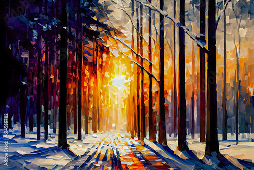 Forest winter landscape