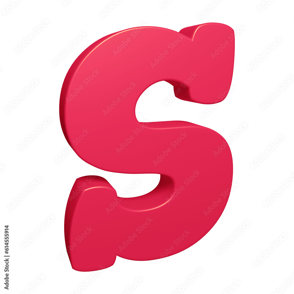 Pink alphabet letter s in 3d rendering for education, text concept Pink alphabet letter s in 3d rendering for education, text concept