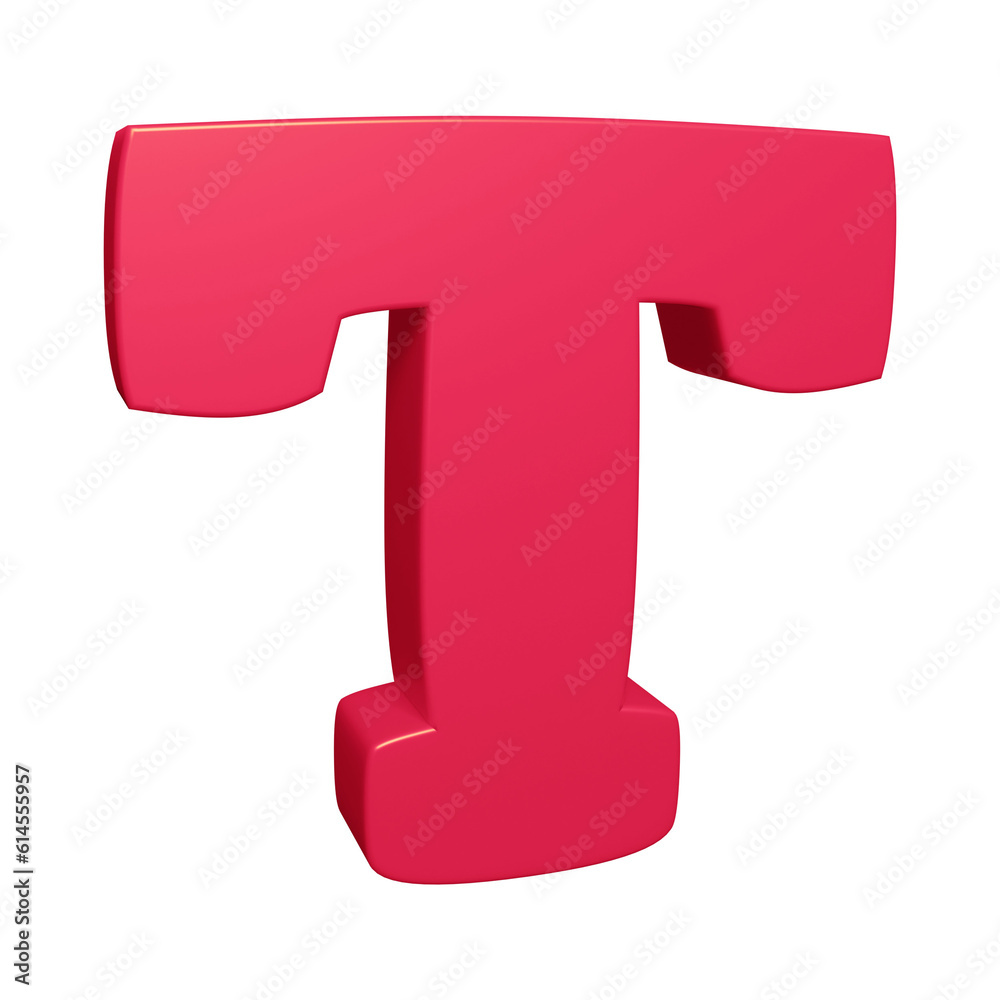 Pink alphabet letter t in 3d rendering for education, text concept Pink alphabet letter t in 3d rendering for education, text concept