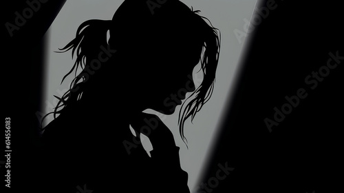 Silhouette of a tired and stressed woman