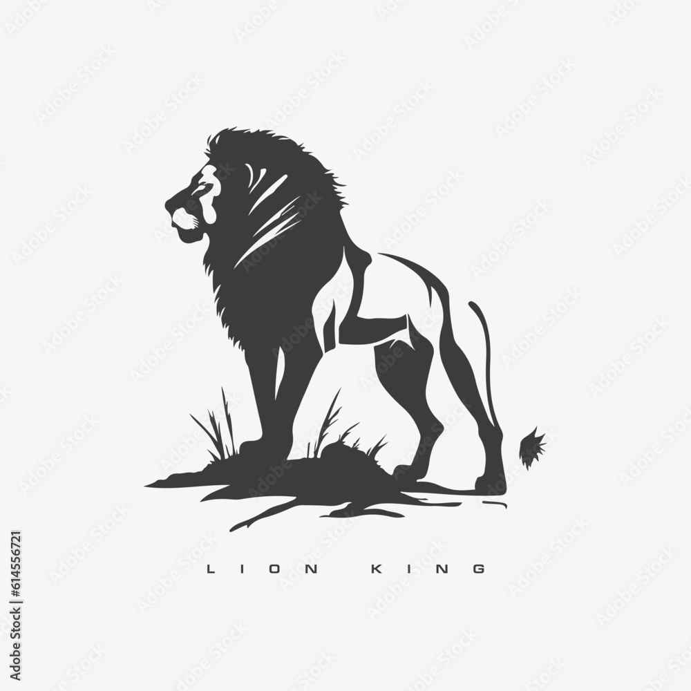 Lion King vector logo template. Wild animal lion.