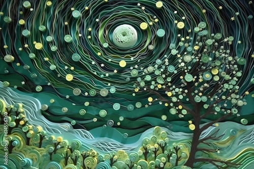 Wallpaper Mural a mysterious stormy night with a huge wave, in the style of digital fantasy landscapes. AI generative Torontodigital.ca