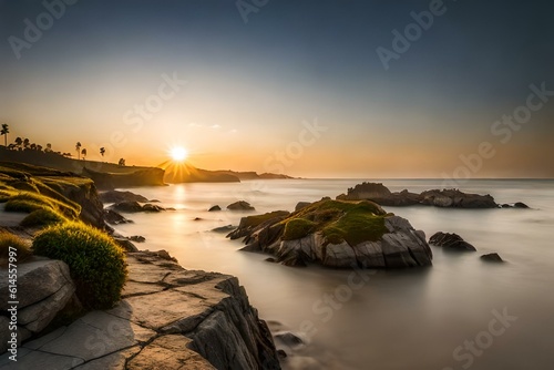 sunset on the beachgenerated by AI technology  © zaroosh