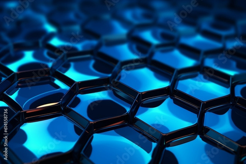 Abstract background formed from Futuristic blue hexagon , Glass blue Pattern, Geometric Crystals, Abstract