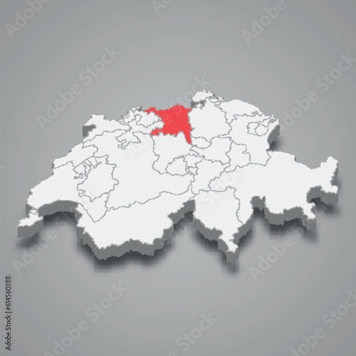 Aargau cantone location within Switzerland 3d map