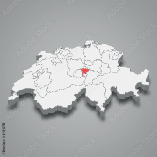 Fototapeta Naklejka Na Ścianę i Meble -  Nidwalden cantone location within Switzerland 3d map