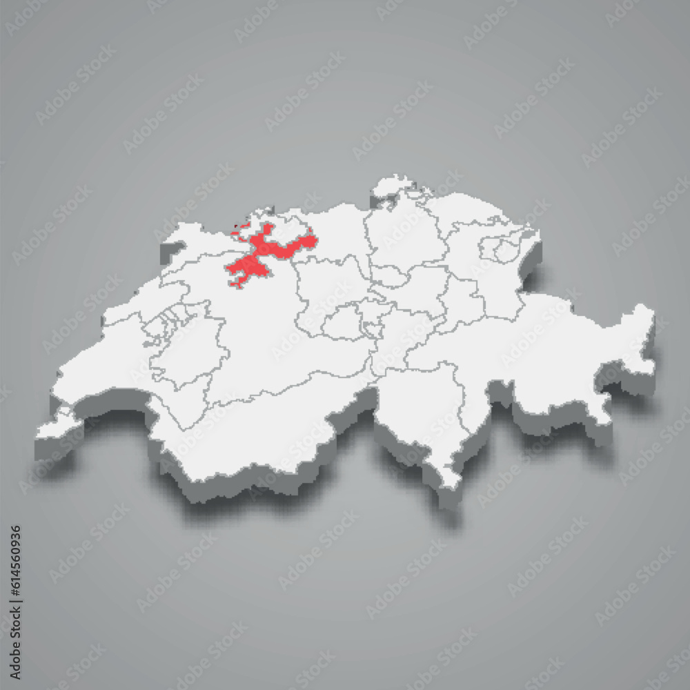 Fototapeta premium Solothurn cantone location within Switzerland 3d map