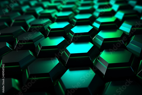 Abstract background formed from green hexagons , Glass green Pattern, Geometric  Crystals, Abstract